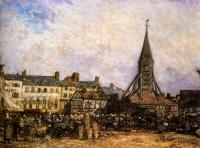 Johan Barthold Jongkind - The Market At Sainte Catherine Honfleur